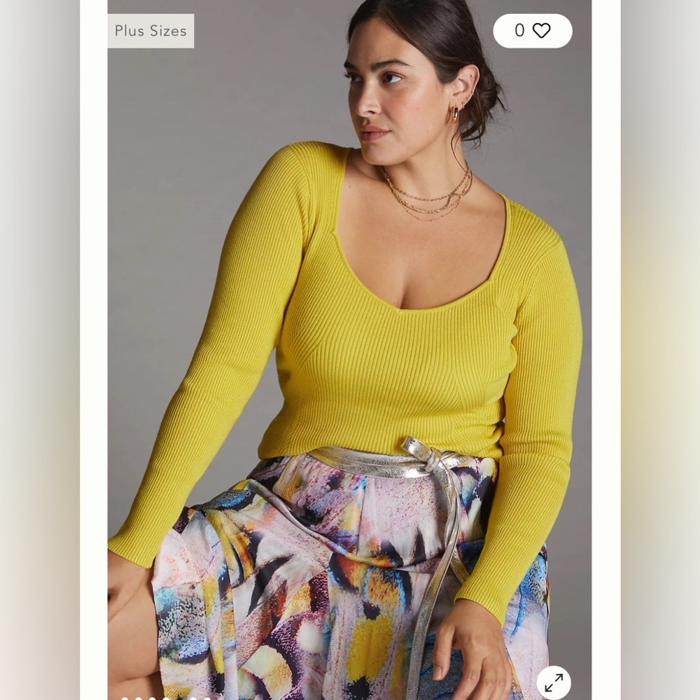 Anthropologie Sweetheart Sweater/ Citron/ size medium